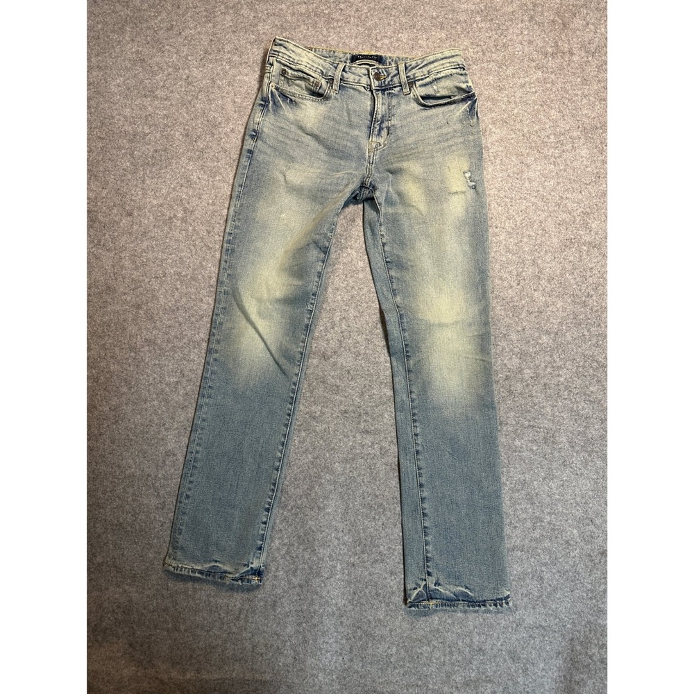 Aeropostale Straight Leg Jeans 30/32 Light Wash Distressed Cotton Blend